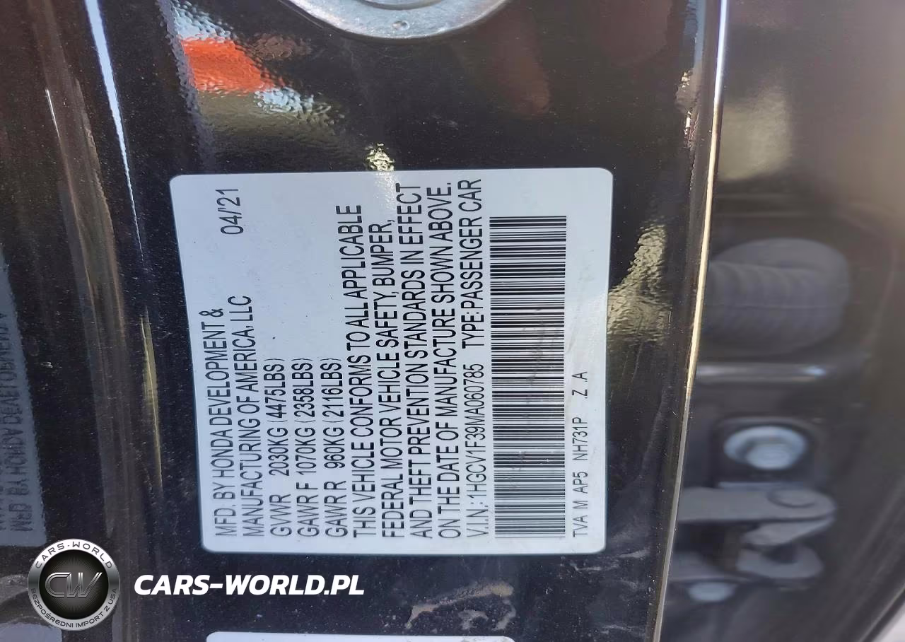 2021 Honda Accord Sport VIN:1HGCV1F39MA060785 - 12