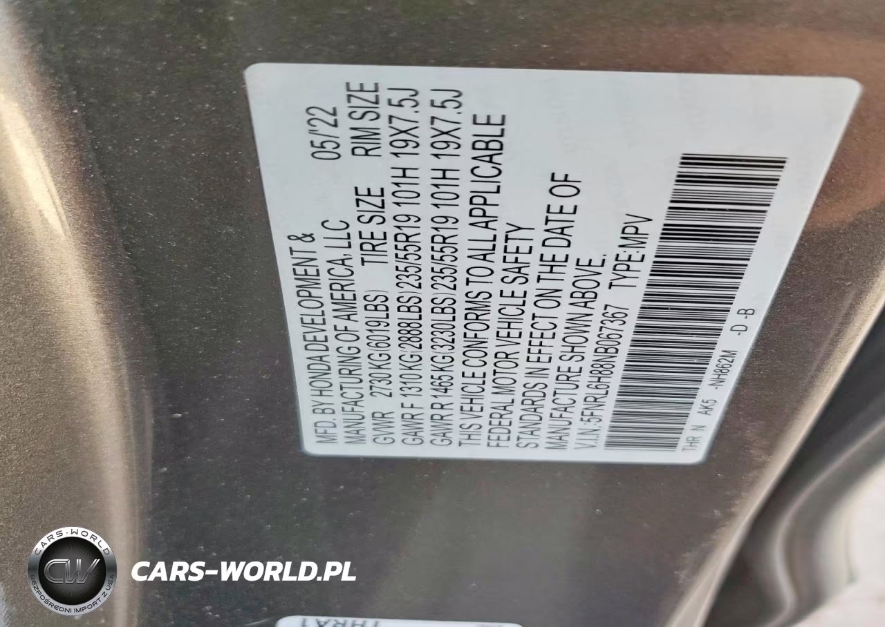 2022 Honda Odyssey Touring VIN:5FNRL6H88NB067367 - 12