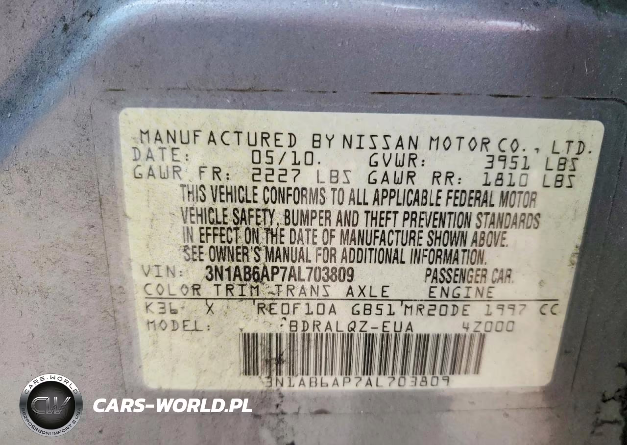 2010 Nissan Sentra 2.0 VIN:3N1AB6AP7AL703809 - 12