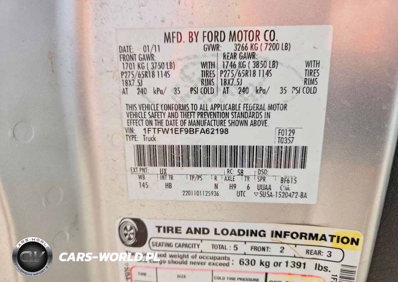 2011 Ford F150 Supercrew VIN:1FTFW1EF9BFA62198 - 12