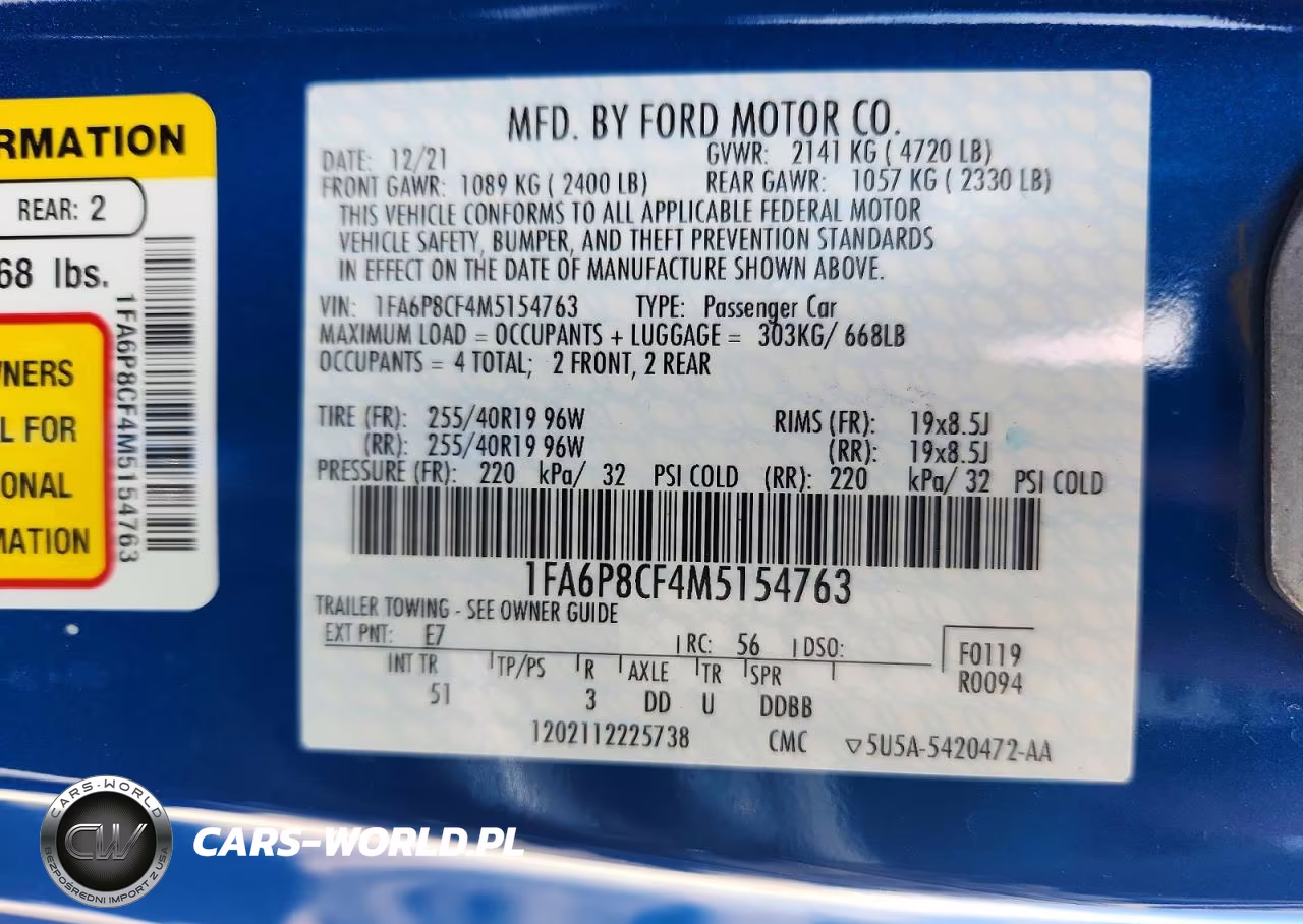 2021 Ford Mustang Gt VIN:1FA6P8CF4M5154763 - 12