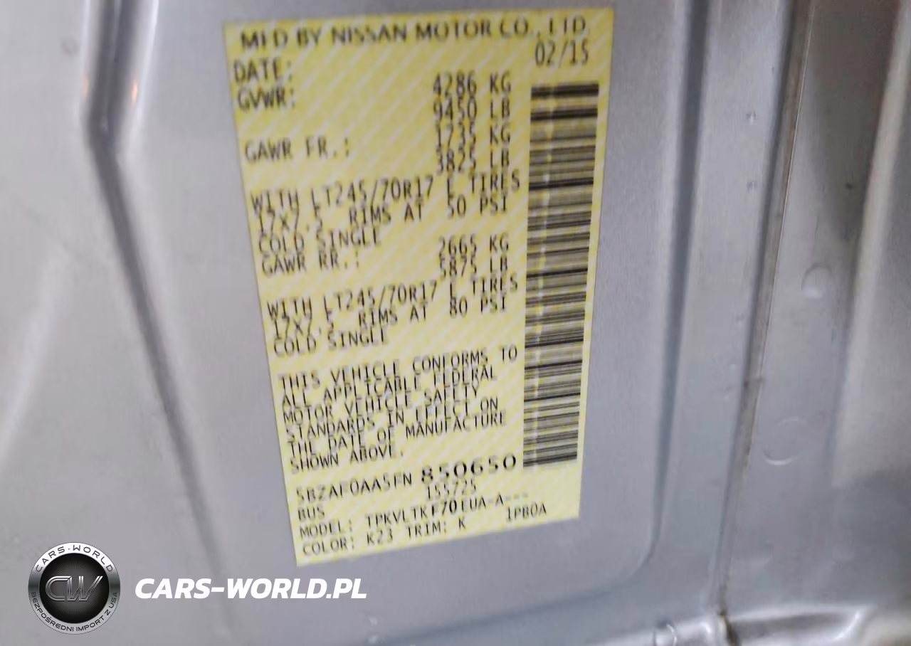 2015 Nissan Nv 3500 Hd Sv VIN:5BZAF0AA5FN850650 - 13