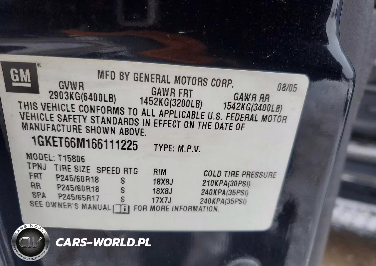 2006 GMC Envoy Denali Xl VIN:1GKET66M166111225 - 13