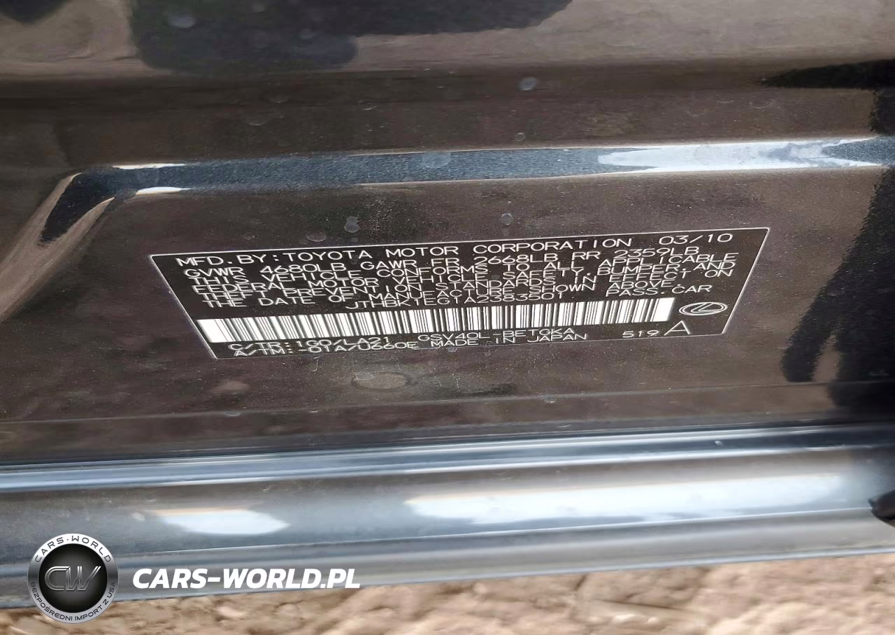 2010 Lexus Es 350 VIN:JTHBK1EG1A2383501 - 12
