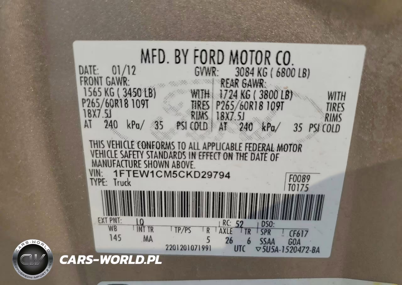 2012 Ford F150 Supercrew VIN:1FTEW1CM5CKD29794 - 12
