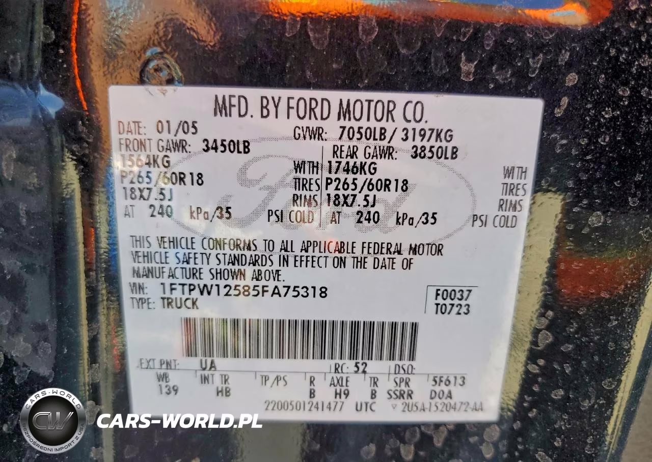2005 Ford F150 Supercrew VIN:1FTPW12585FA75318 - 12