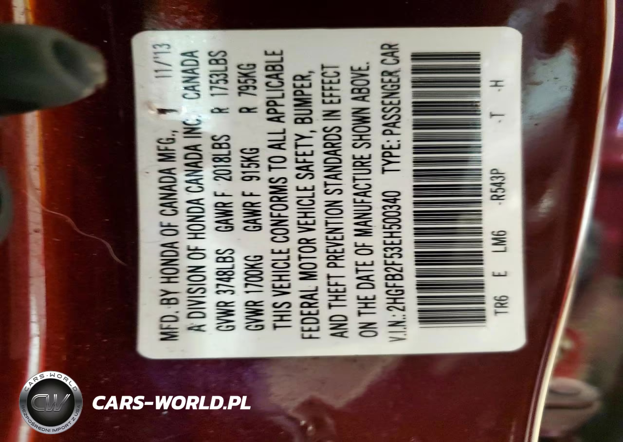 2014 Honda Civic Lx VIN:2HGFB2F53EH500340 - 13
