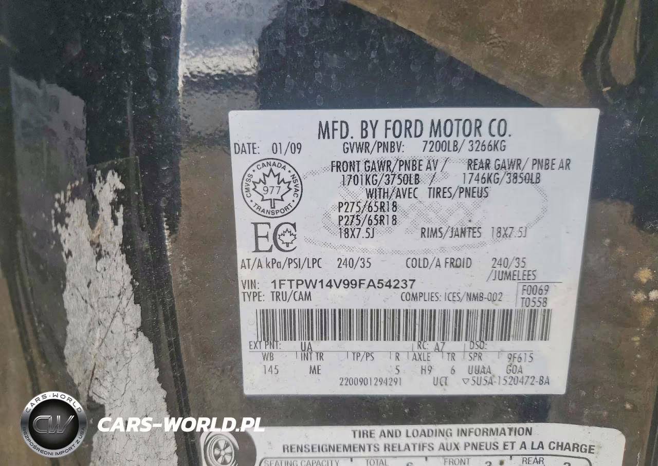 2009 Ford F150 Supercrew VIN:1FTPW14V99FA54237 - 12