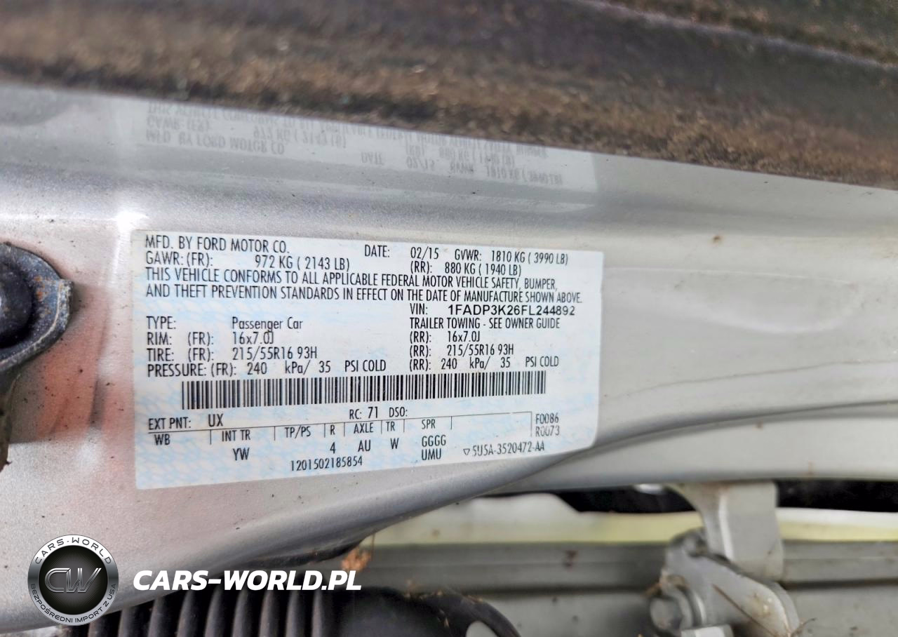 2015 Ford Focus Se VIN:1FADP3K26FL244892 - 12