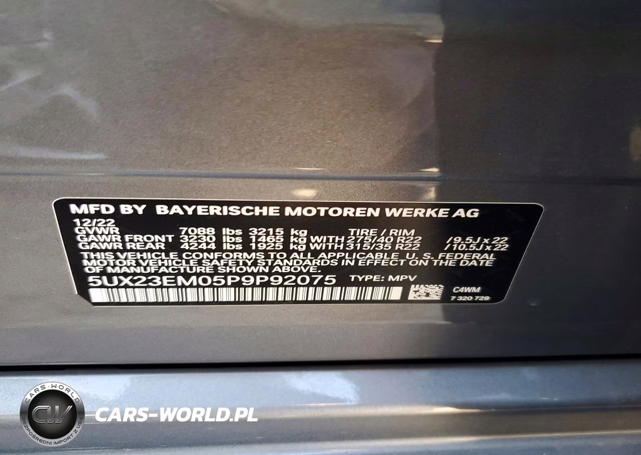 2023 BMW X7 xDrive40I VIN:5UX23EM05P9P92075 - 12