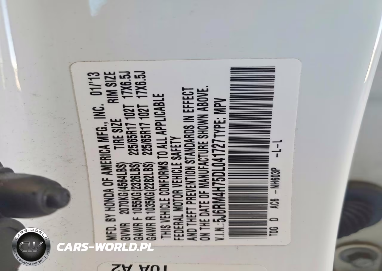 2013 Honda Cr-V Exl VIN:5J6RM4H75DL041727 - 13