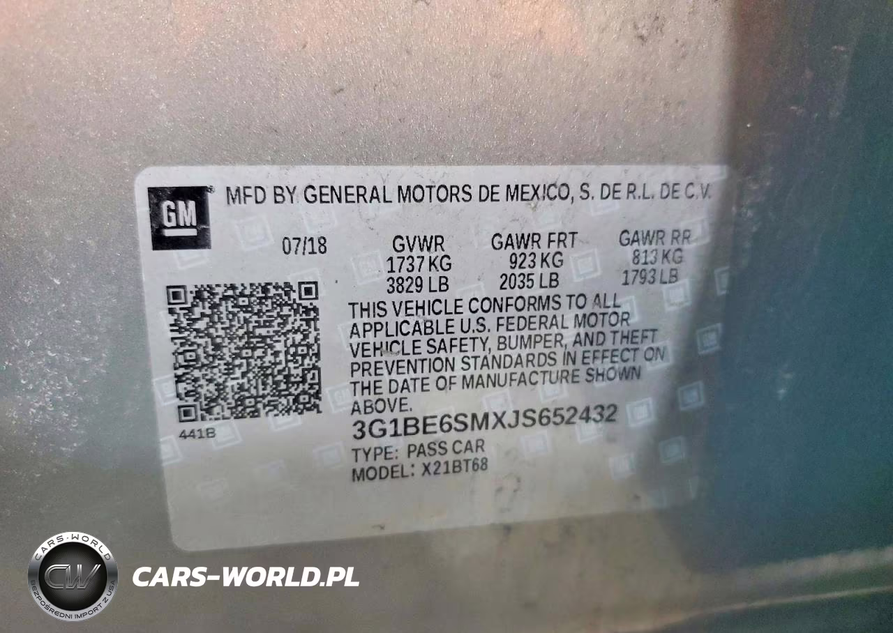 2018 Chevrolet Cruze Lt VIN:3G1BE6SMXJS652432 - 12
