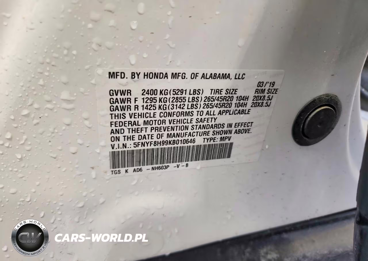 2019 Honda Passport Touring VIN:5FNYF8H99KB010646 - 13