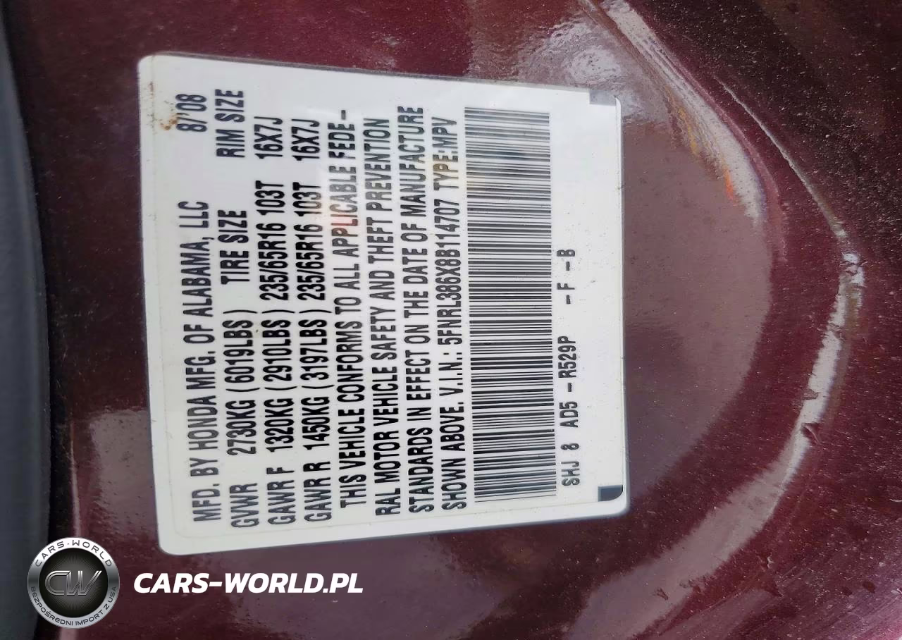 2008 Honda Odyssey Exl VIN:5FNRL386X8B114707 - 13
