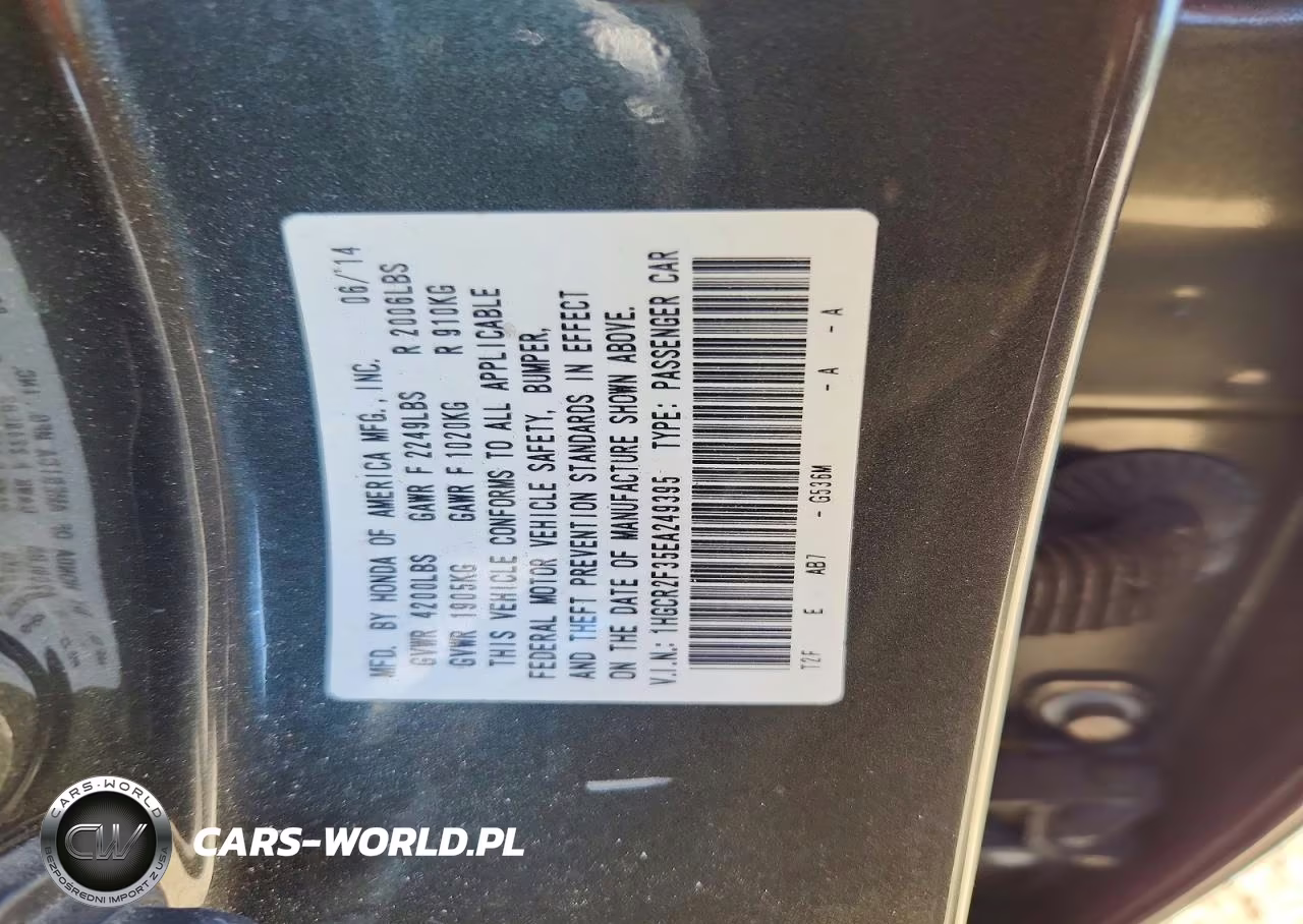 2014 Honda Accord Lx VIN:1HGCR2F35EA249395 - 13