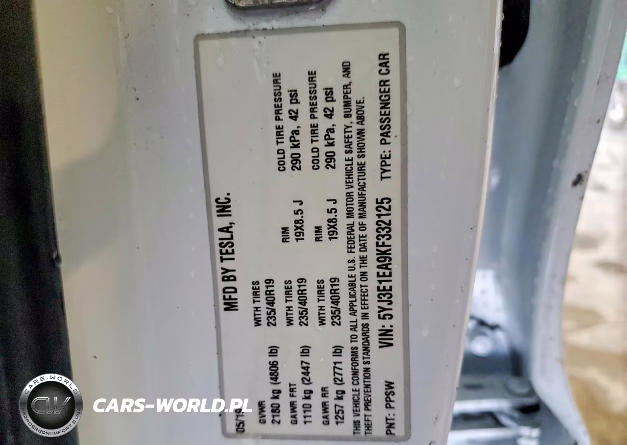 2019 Tesla Model 3 VIN:5YJ3E1EA9KF332125 - 12