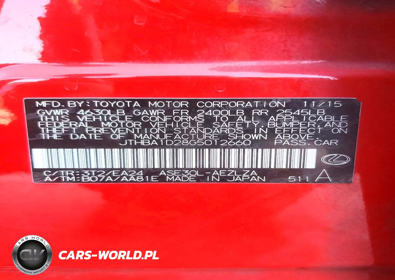 2016 Lexus Is 200T VIN:JTHBA1D28G5012660 - 12