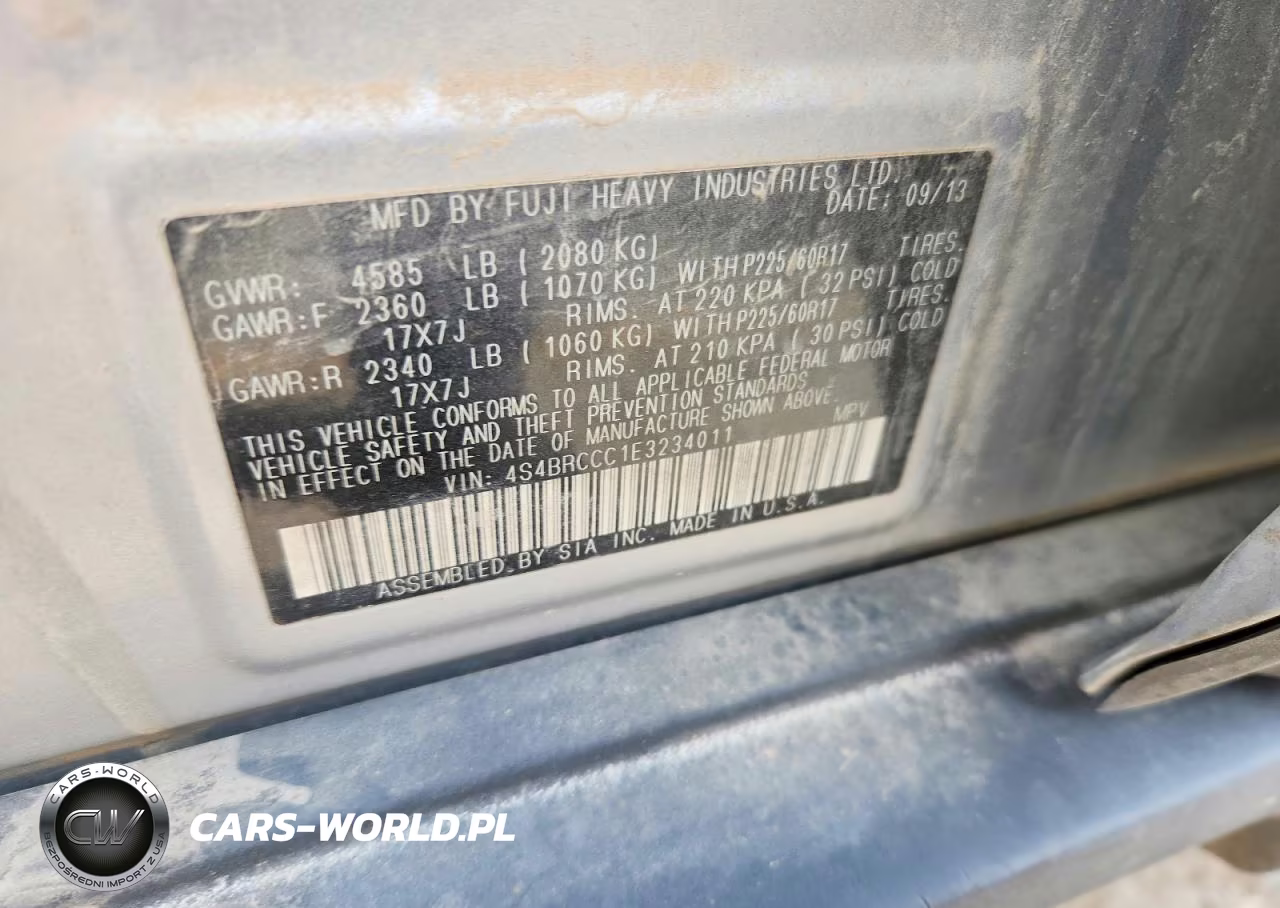 2014 Subaru Outback 2.5I Premium VIN:4S4BRCCC1E3234011 - 12