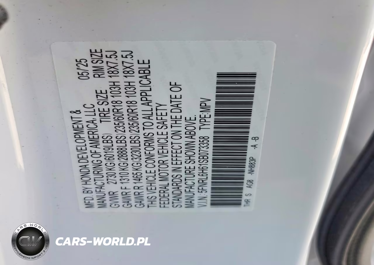 2025 Honda Odyssey Exl VIN:5FNRL6H61SB073358 - 13