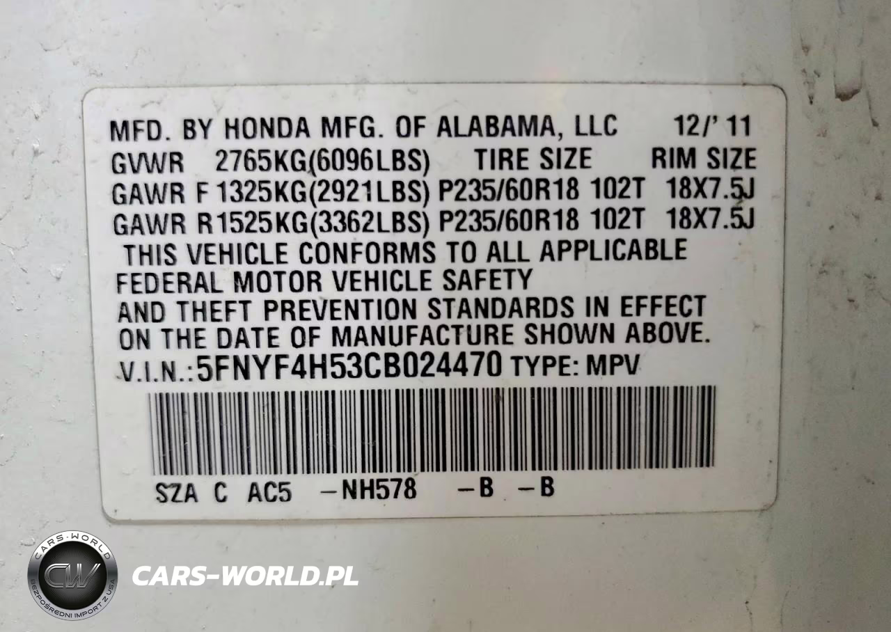 2012 Honda Pilot Exl VIN:5FNYF4H53CB024470 - 14
