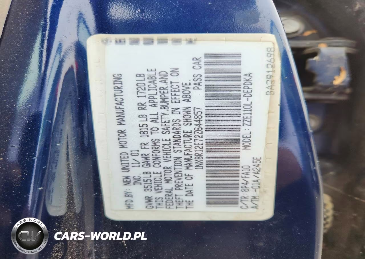 2002 Toyota Corolla Le VIN:1NXBR12E72Z644857 - 12