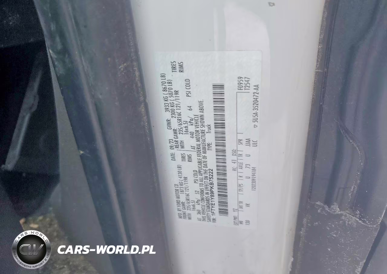 2023 Ford Transit T-150 Delivery Van VIN:1FTYE1Y89PKB75222 - 13