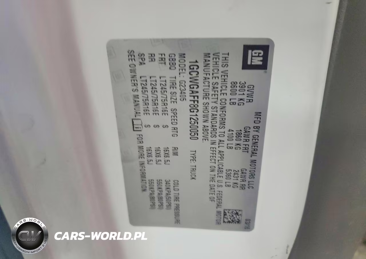 2016 Chev Express G2500 VIN:1GCWGAFF8G1250050 - 13