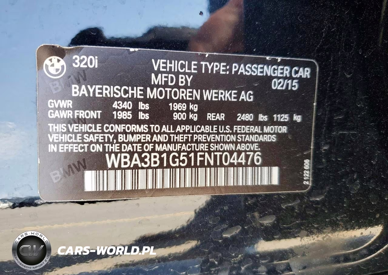 2015 BMW 320 I VIN:WBA3B1G51FNT04476 - 12