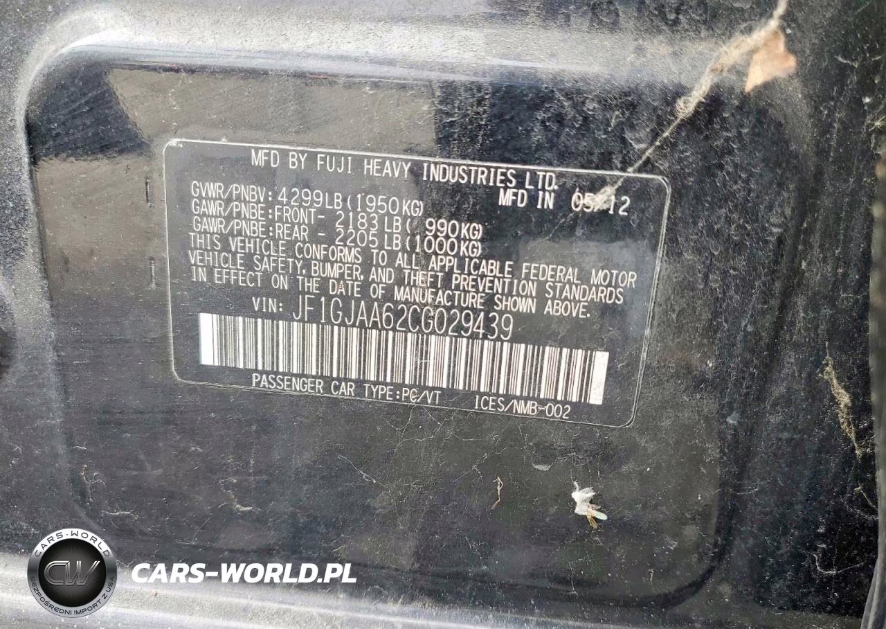 2012 Suba Impreza VIN:JF1GJAA62CG029439 - 12