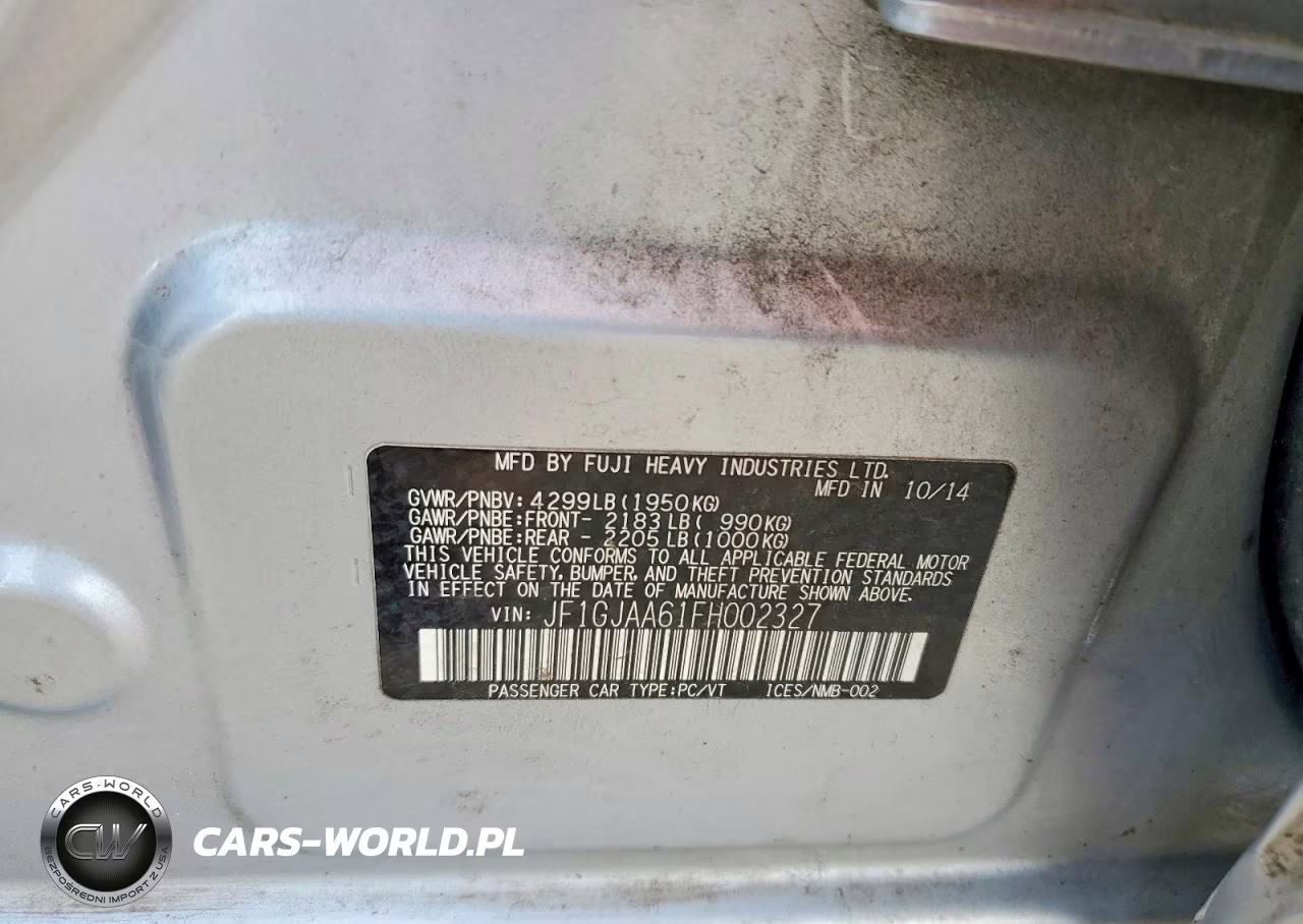2015 Subaru Impreza VIN:JF1GJAA61FH002327 - 12