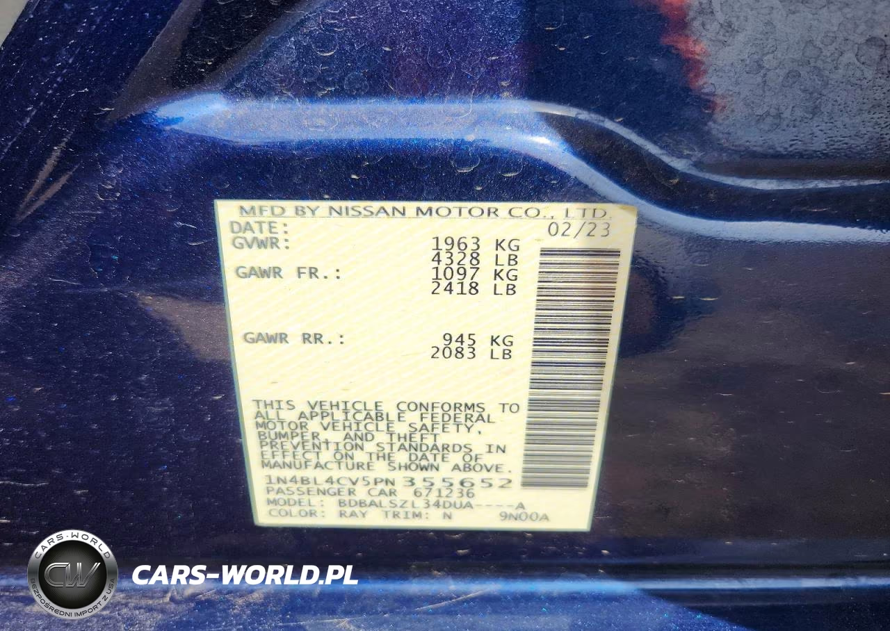 2023 Nissan Altima Sr VIN:1N4BL4CV5PN355652 - 12