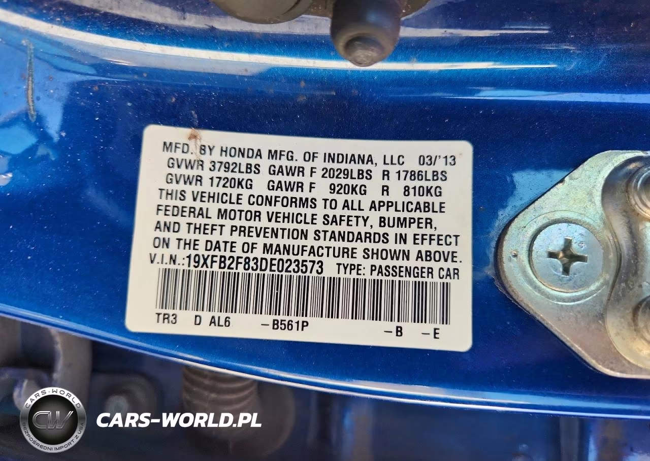 2013 Honda Civic Ex VIN:19XFB2F83DE023573 - 12