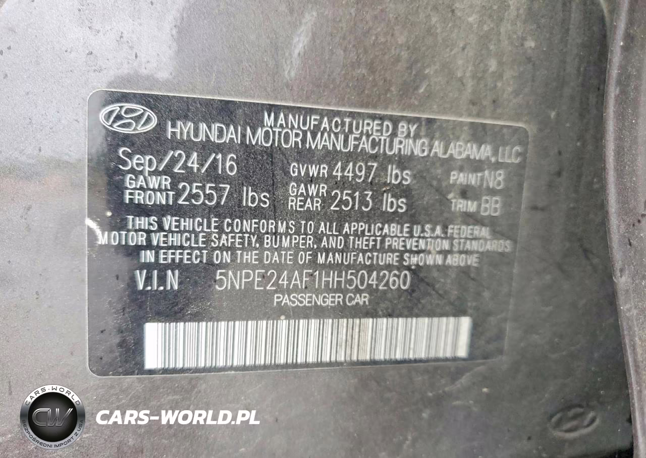 2017 Hyundai Sonata Se VIN:5NPE24AF1HH504260 - 12