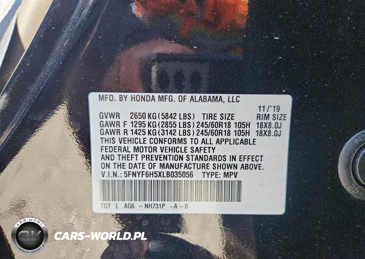 2020 Honda Pilot Exl VIN:5FNYF6H5XLB035056 - 13