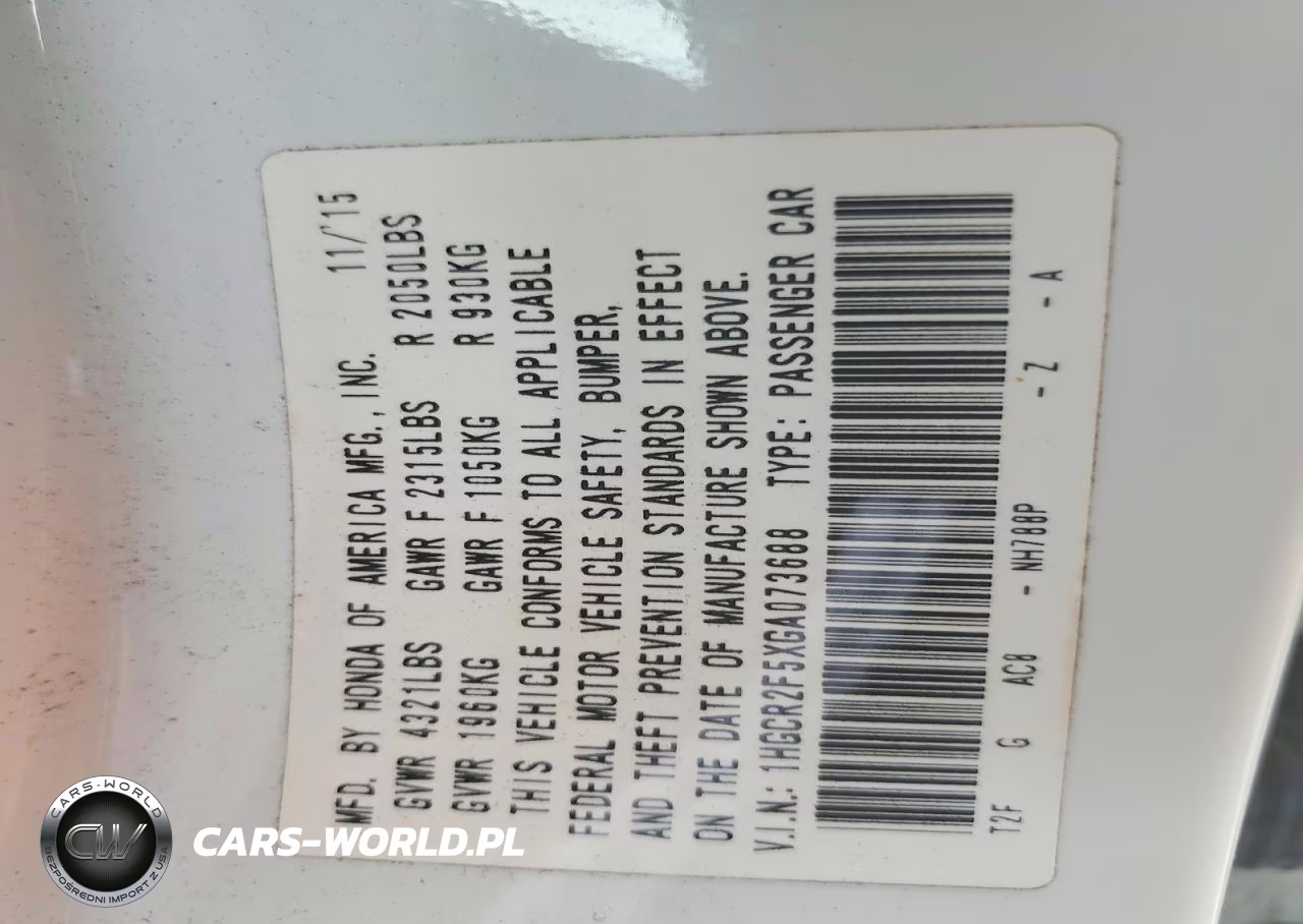 2016 Honda Accord Sport VIN:1HGCR2F5XGA073688 - 12