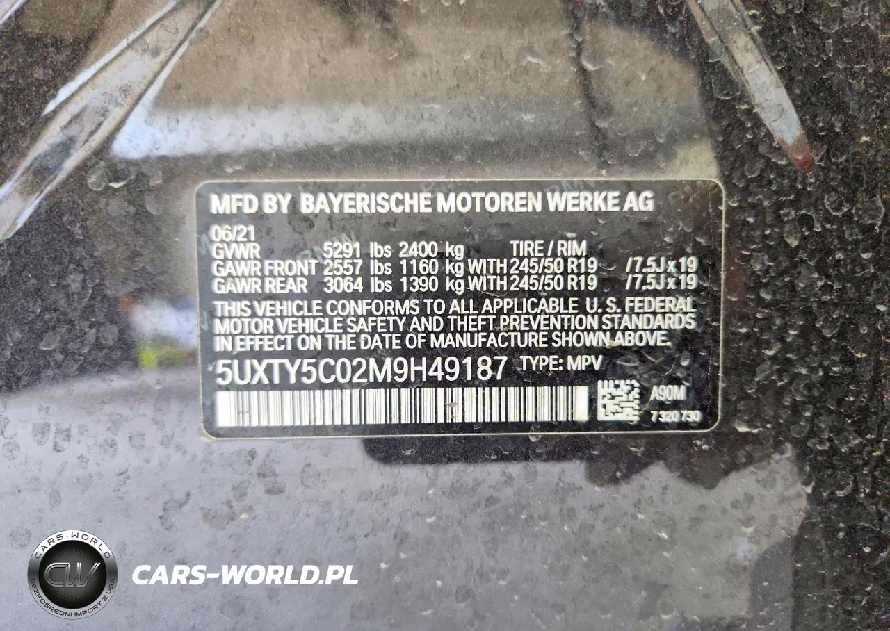 2021 BMW X3 xDrive30I VIN:5UXTY5C02M9H49187 - 13