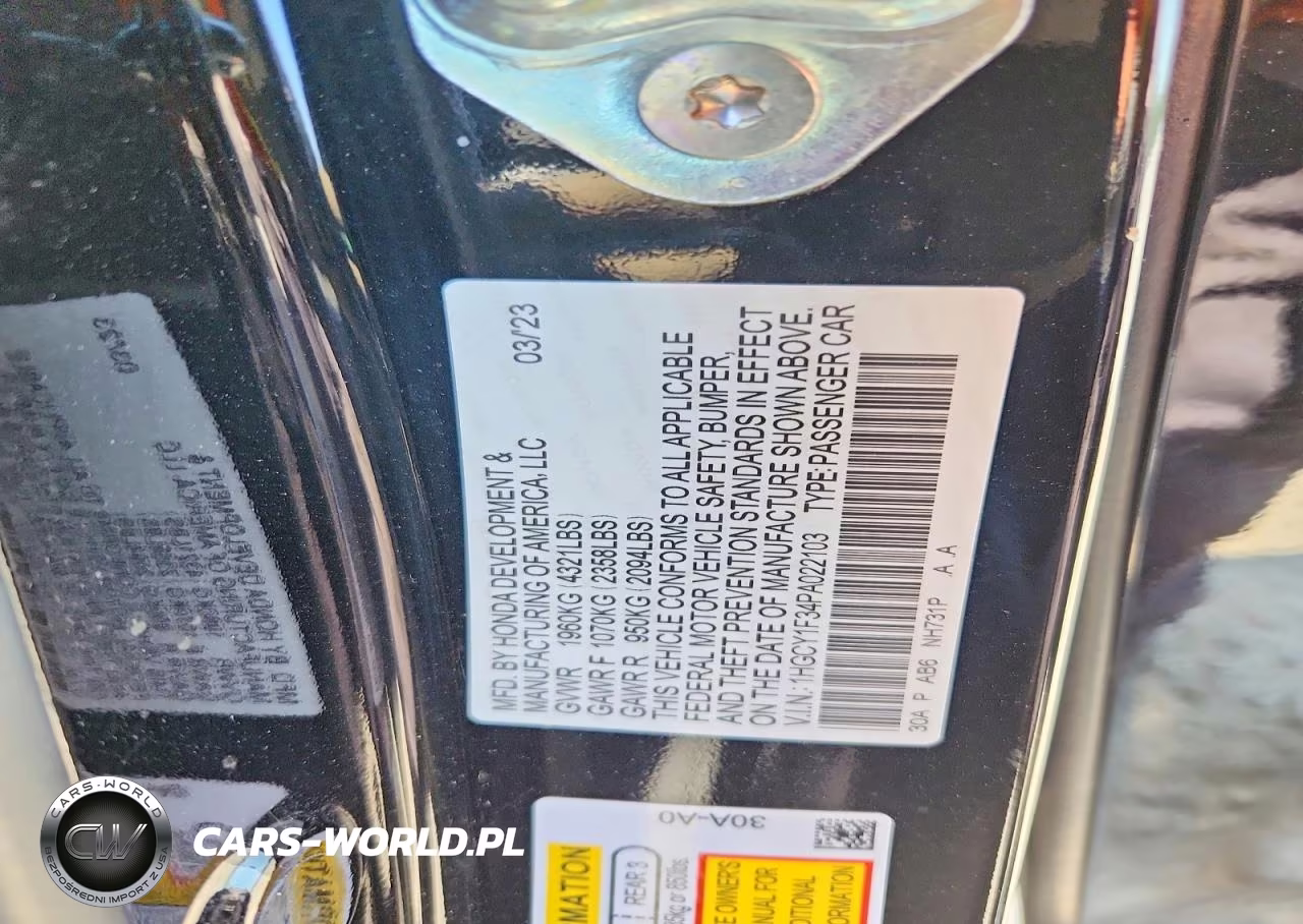 2023 Honda Accord Ex VIN:1HGCY1F34PA022103 - 12