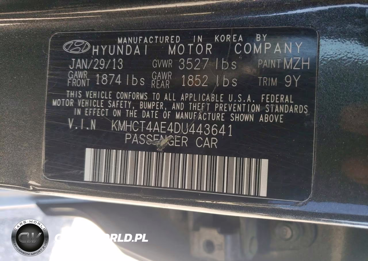 2013 Hyundai Accent Gls VIN:KMHCT4AE4DU443641 - 12