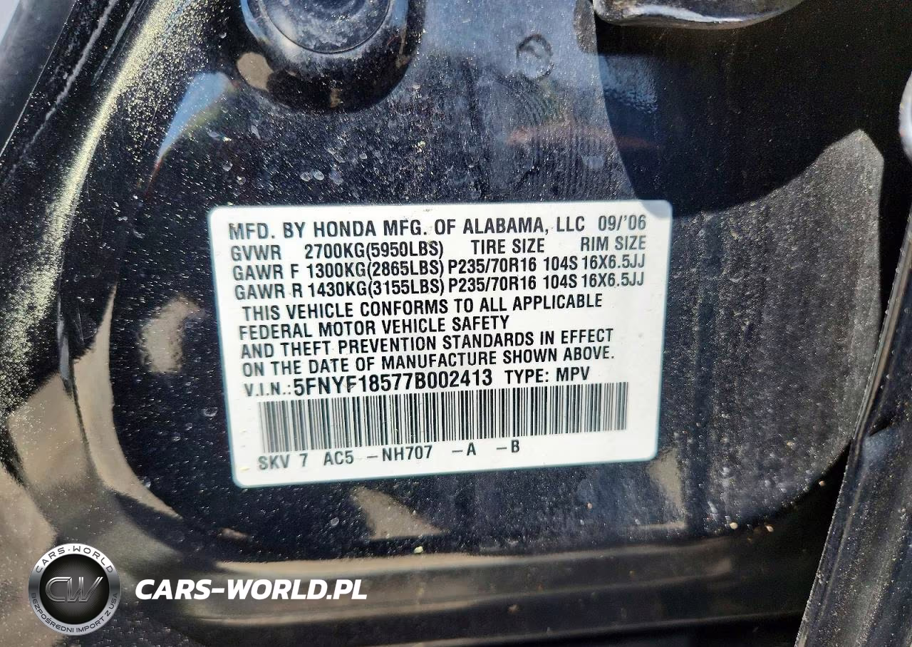 2007 Honda Pilot Exl VIN:5FNYF18577B002413 - 13