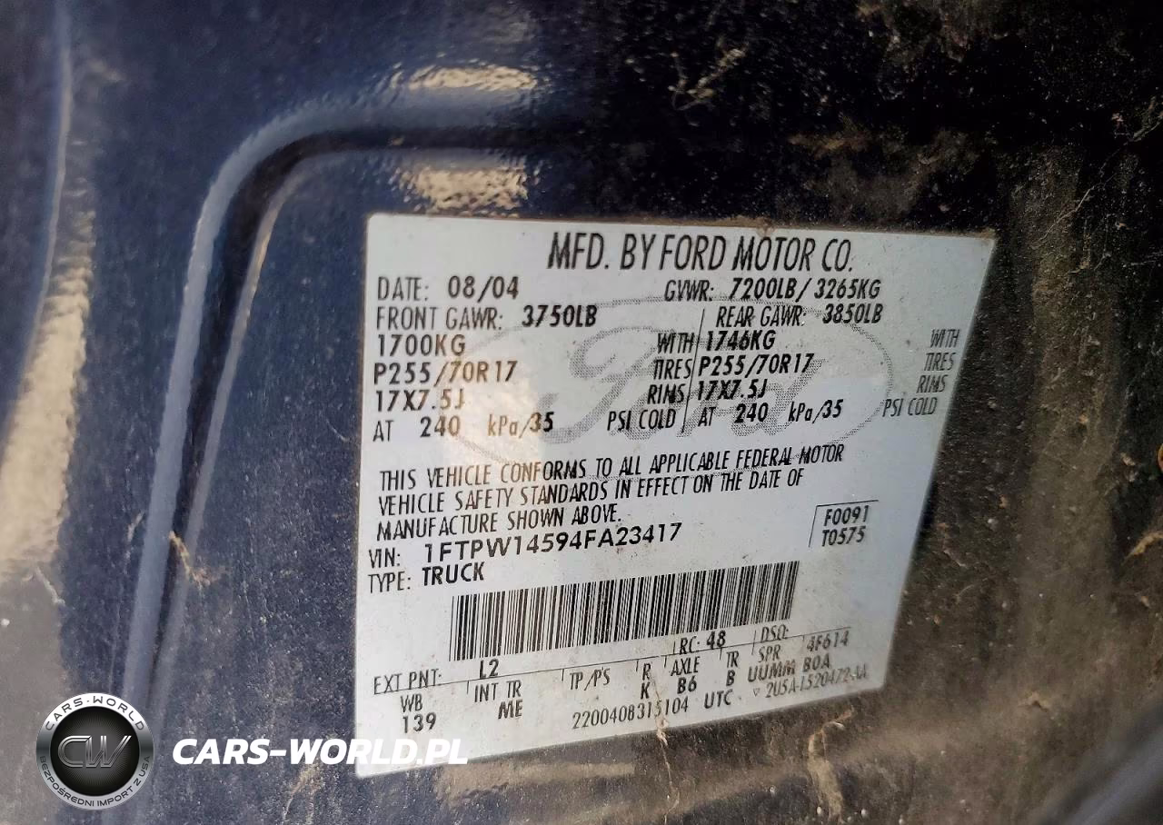 2004 Ford F150 Supercrew VIN:1FTPW14594FA23417 - 12