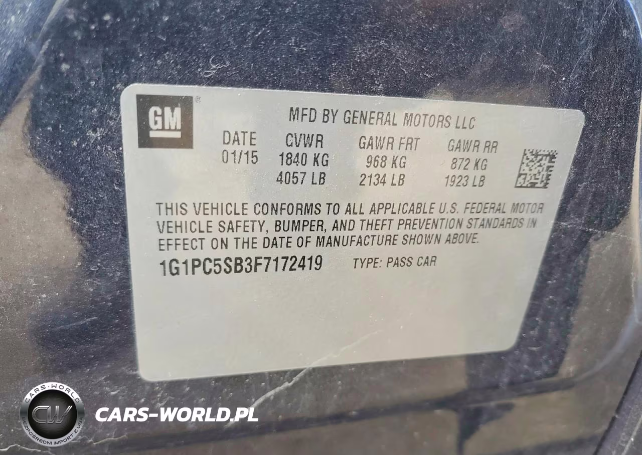 2015 Chevrolet Cruze Lt VIN:1G1PC5SB3F7172419 - 12
