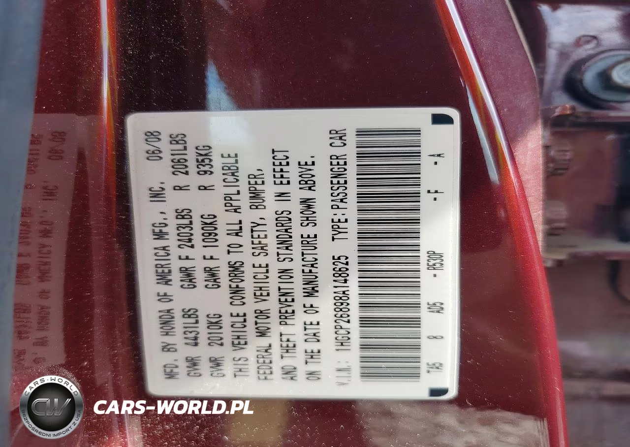 2008 Honda Accord Exl VIN:1HGCP26898A148625 - 12