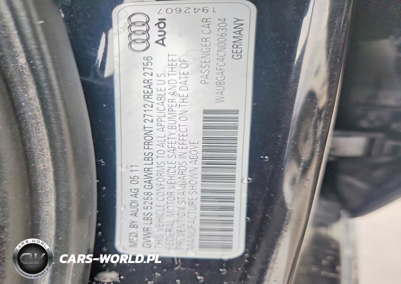 2012 Audi A6 VIN:WAUBGAFC4CN006304 - 12