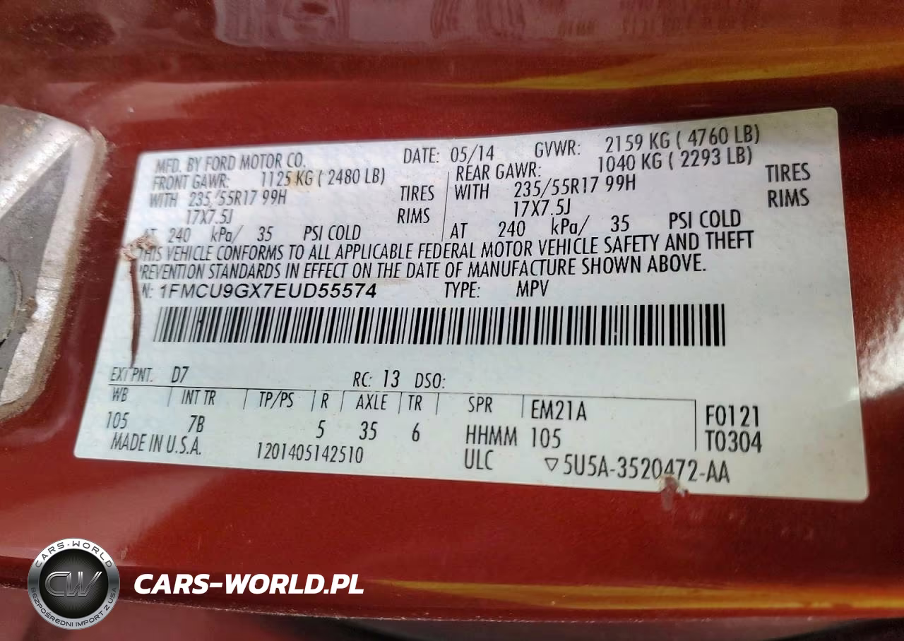 2014 Ford Escape Se VIN:1FMCU9GX7EUD55574 - 13