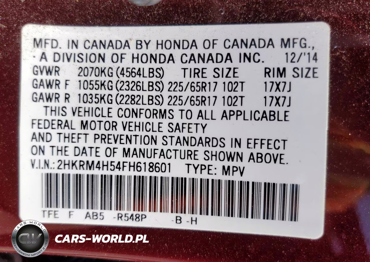 2015 Honda Cr-V Ex VIN:2HKRM4H54FH618601 - 13