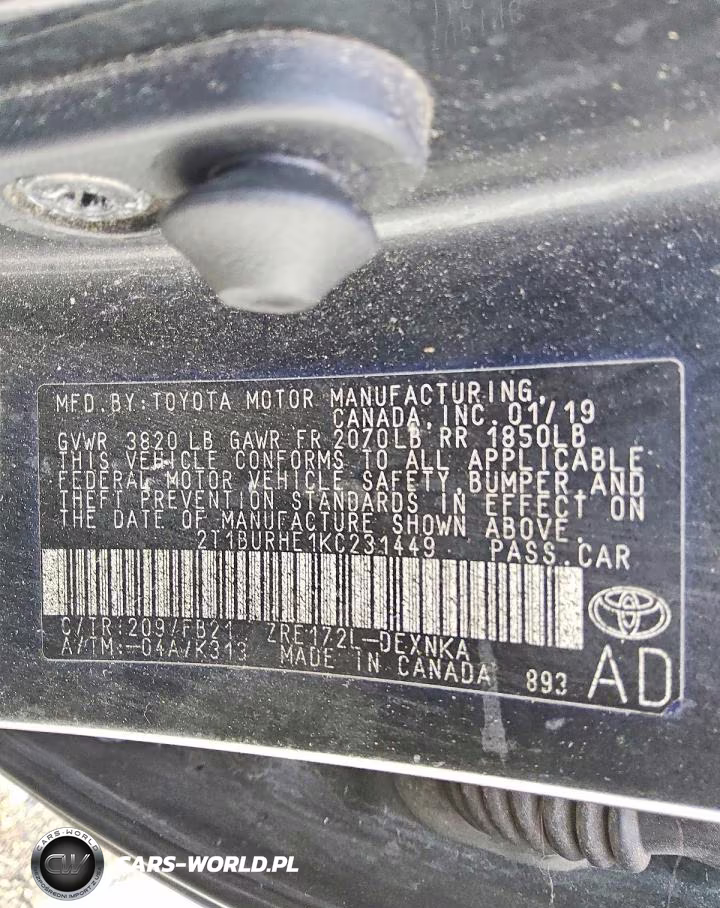 2019 Toyota Corolla Le VIN:2T1BURHE1KC231449 - 12