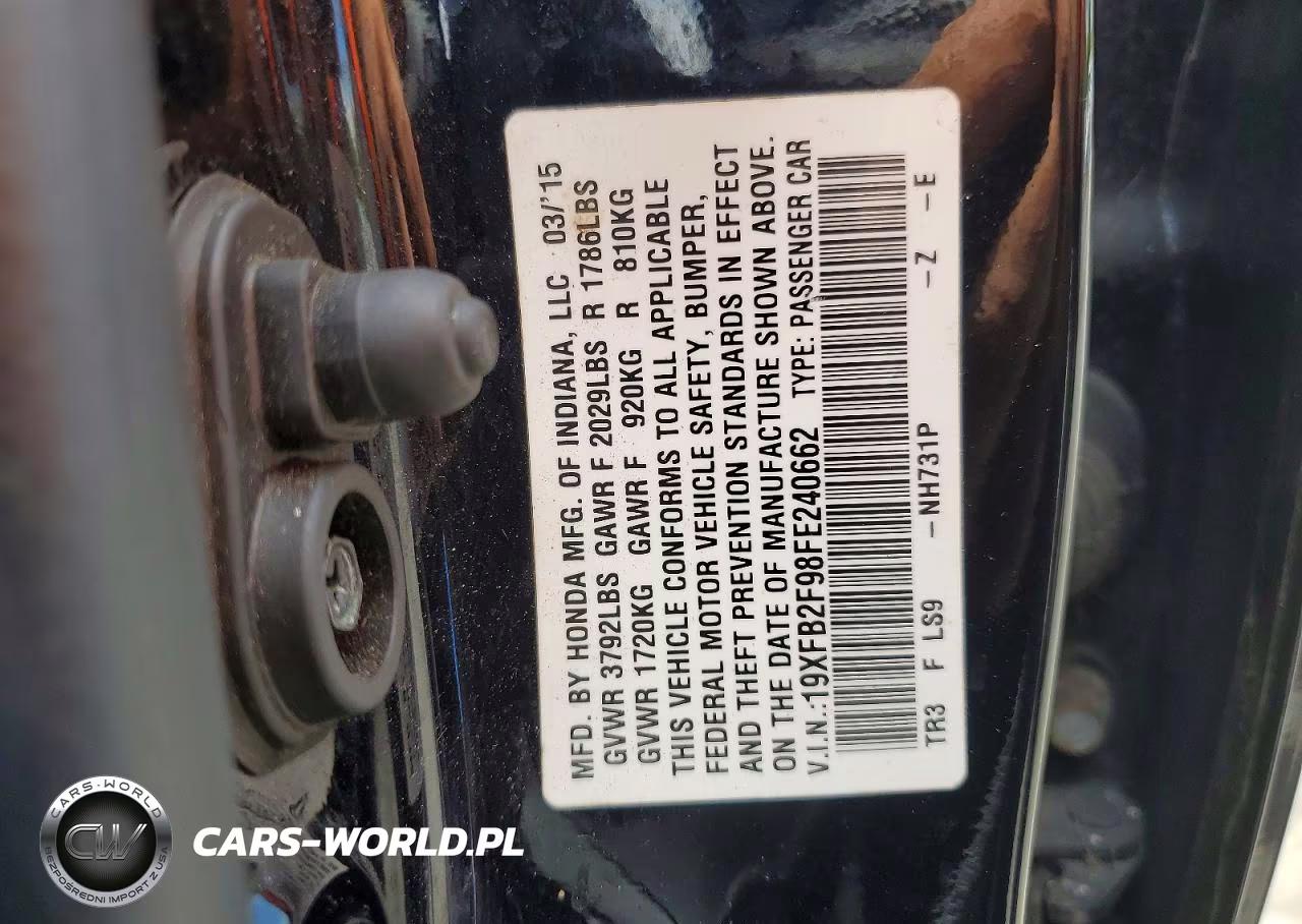 2015 Honda Civic Exl VIN:19XFB2F98FE240662 - 12
