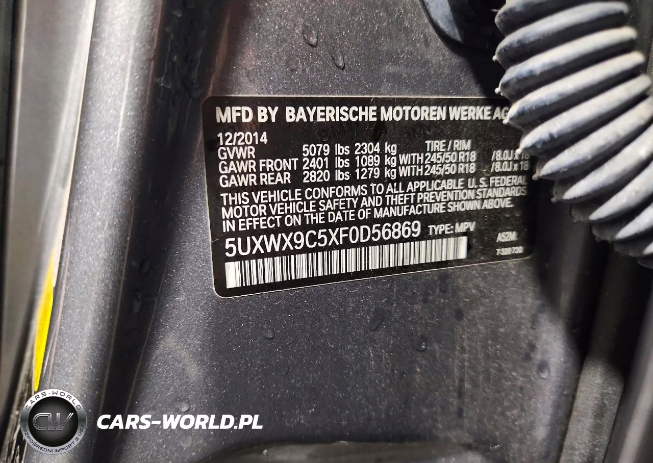2015 BMW X3 xDrive28I VIN:5UXWX9C5XF0D56869 - 13