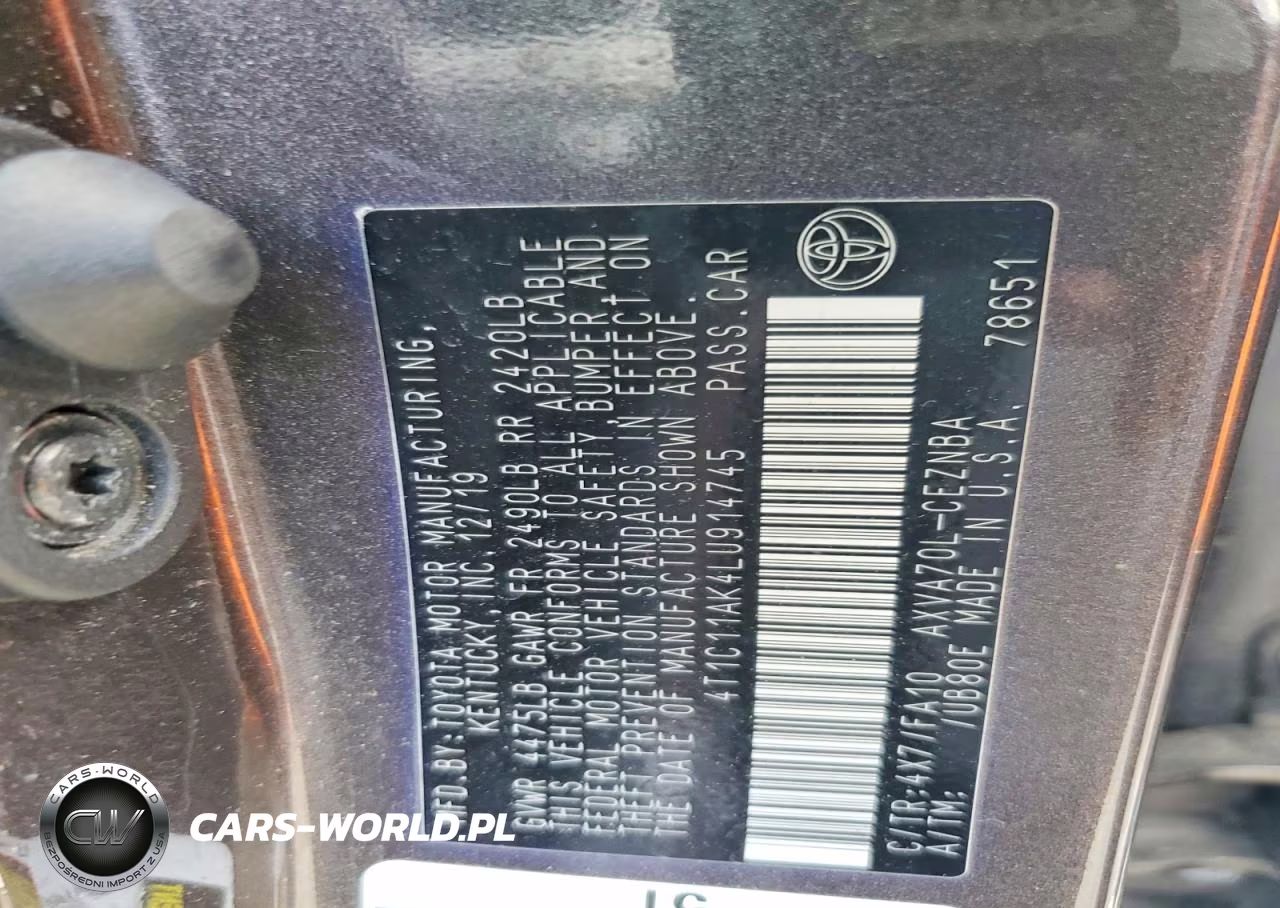 2020 Toyota Camry Le VIN:4T1C11AK4LU914745 - 12
