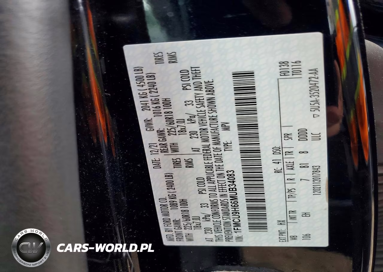 2021 Ford Escape Sel VIN:1FMCU9H66MUB34083 - 12